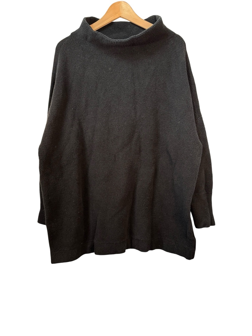 Free People Ottoman Black Slouchy Tunic Sweater Size Medium Cowl Neck Knit